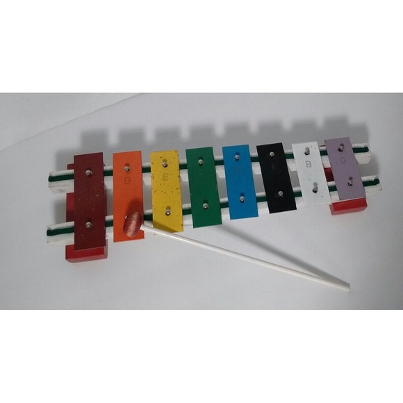Vintage‎ Toy Xylophone Metal and Wood 8 Key/One Octave With Mallet - Picture 2 of 12
